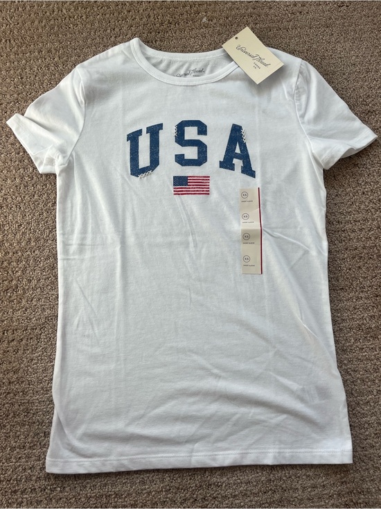 Vineyard Vines Tops - Vineyard Vines White Short Sleeve Tee with Navy USA Graphic and Red Accent